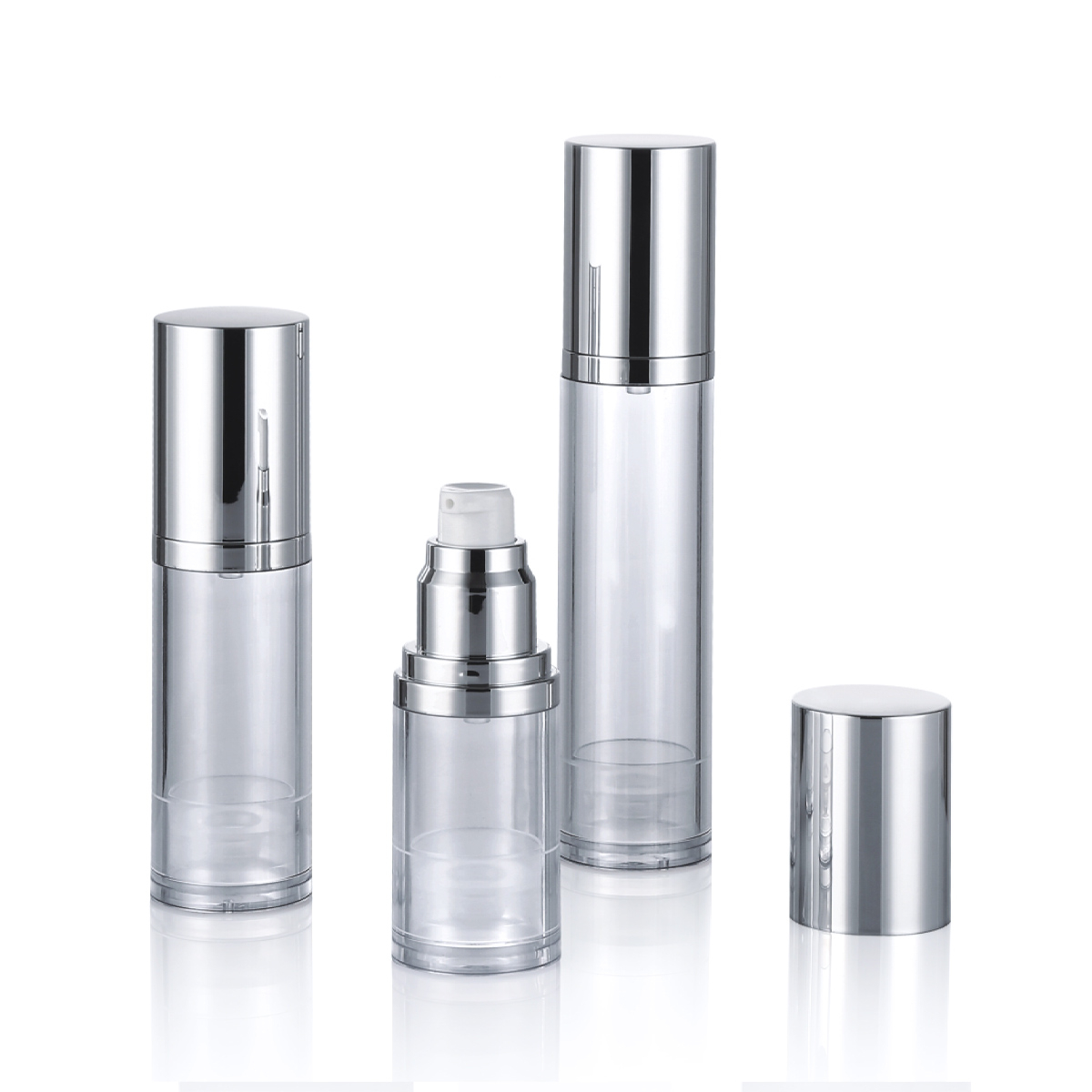 15ml 30ml 50ml 사용자 정의 반짝임/매트 실버 화장품 스킨 케어 에어로스 펌프 병 L04-1