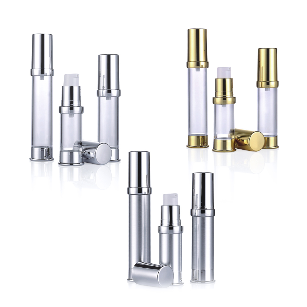 15 ml 20ml 30ml 골드 실버 플라스틱 작은 로션 에어로스 펌프 병 샘플 L09