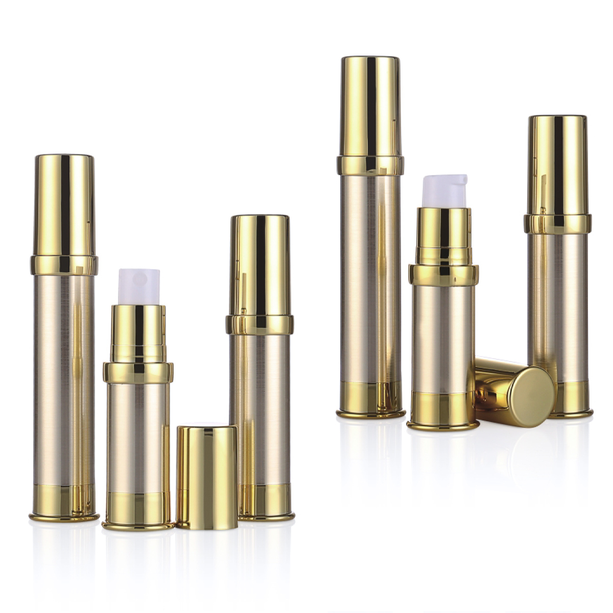 5ml 10ml 15ml 플라스틱 에어로스 병 골든/ 실버 UV 크래프트 미니 에어리스 로션/ 스프레이 펌프 병 L10