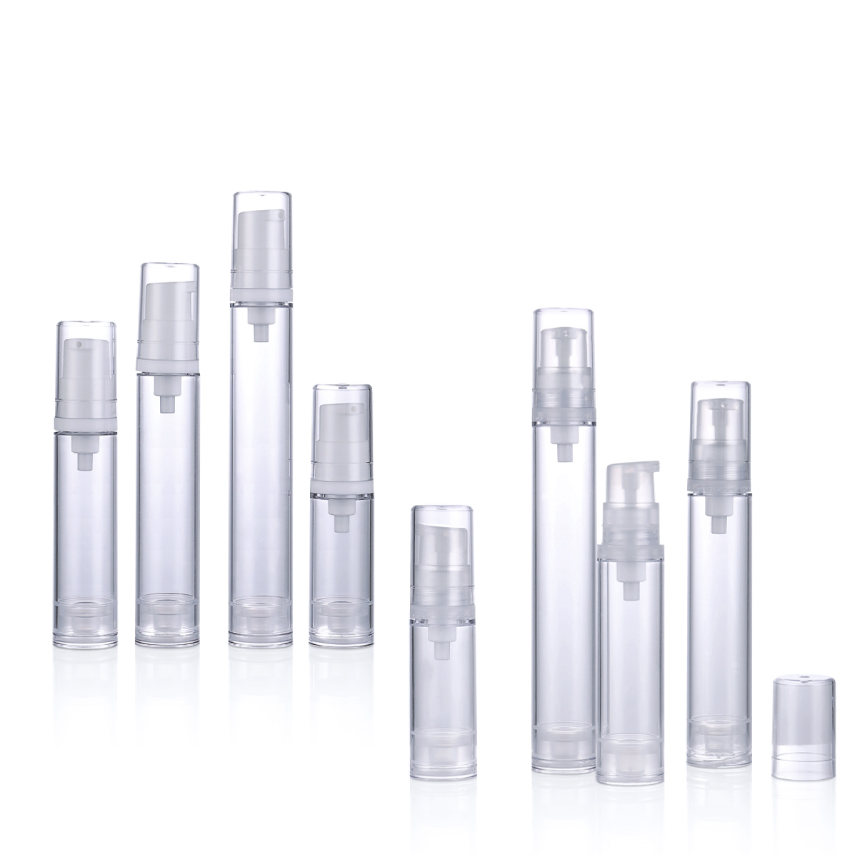 5ML 10ML 12ML 15ML 실린더 PP 투명한 에어로스 펌프 로션 병 화장품 미스트 스프레이 병 진공 플라스크 L12