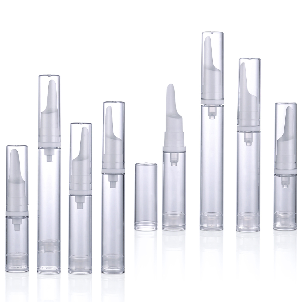 5ml 10ml 12ml 15ml 실린더 흰색/투명한 에어리스 펌프 펌프 튜브 화장품 로션 병 에어리스 아이 크림 Y01