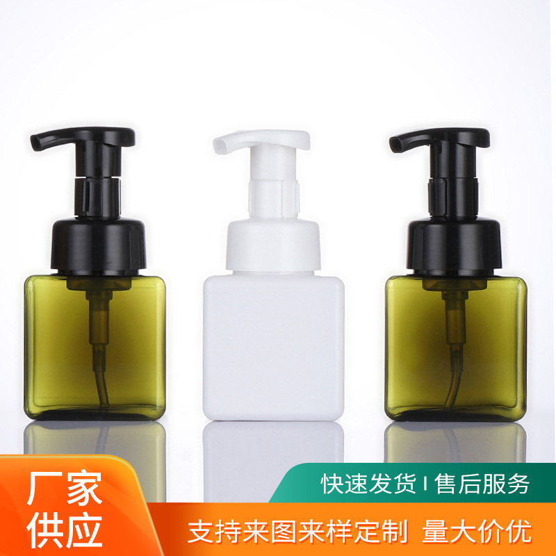 맞춤형 100ml 사각형 플라스틱 병 프레스 핸드 소독제 로션 병 거품 펌프 별도의 병