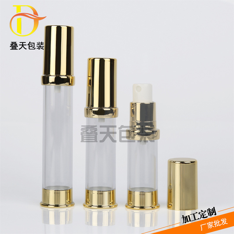 5 10 15ml Cosmetic 향수 병, 황금 투명, 프레스 타입, 분할 병, 서리가있는 휴대용 진공 병